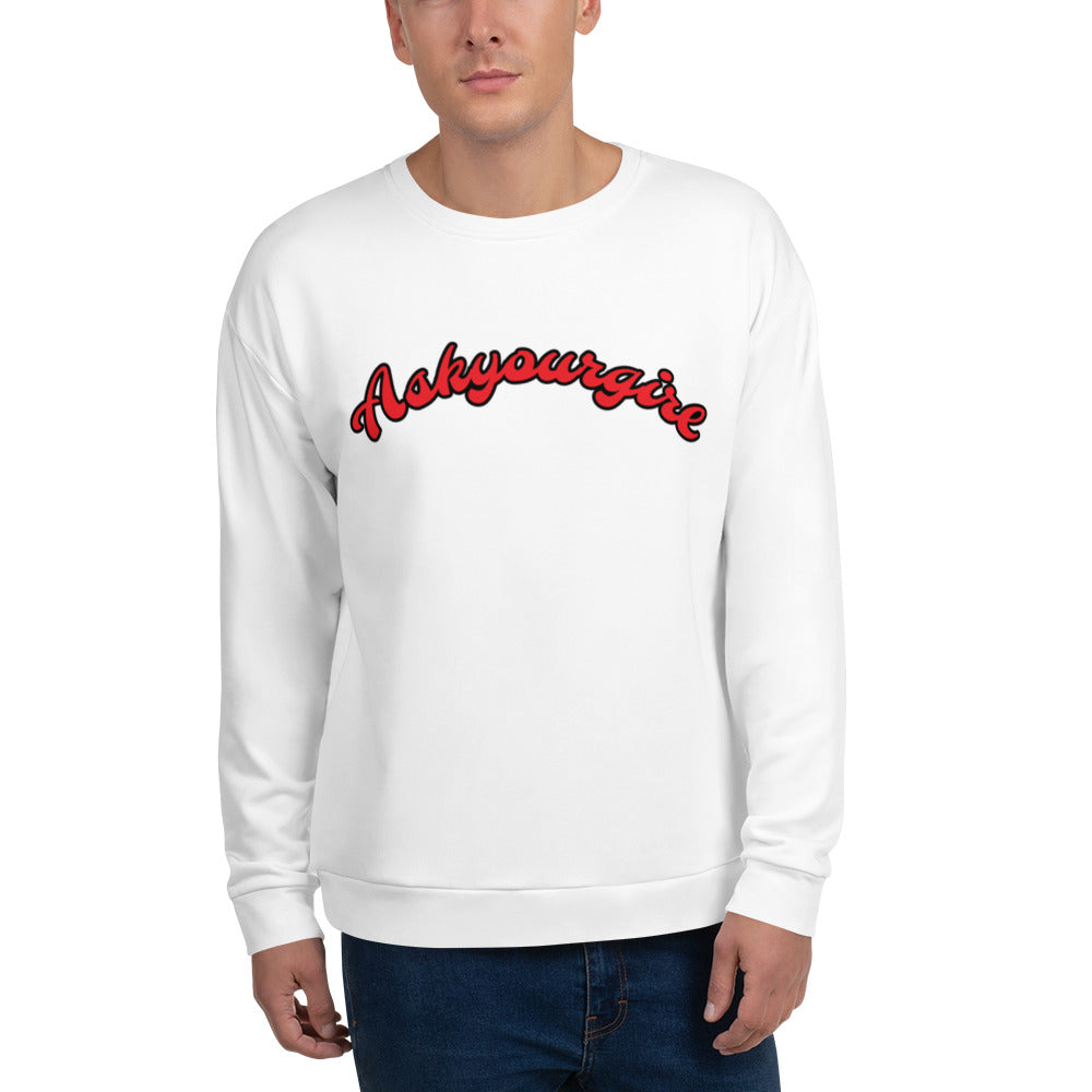 Askyourgirl Red Script White Sweatshirt